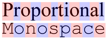 Comparison between proportional and monospaced fonts